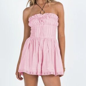 Princess Polly Pink Strapless Ruffle Sundress